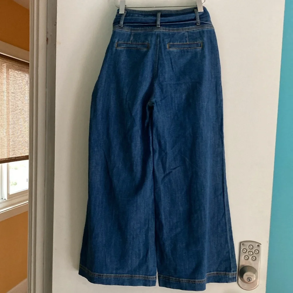 Pilcro Anthropologie Size 26 Women’s Wide Leg Crop Denim Pants Jeans